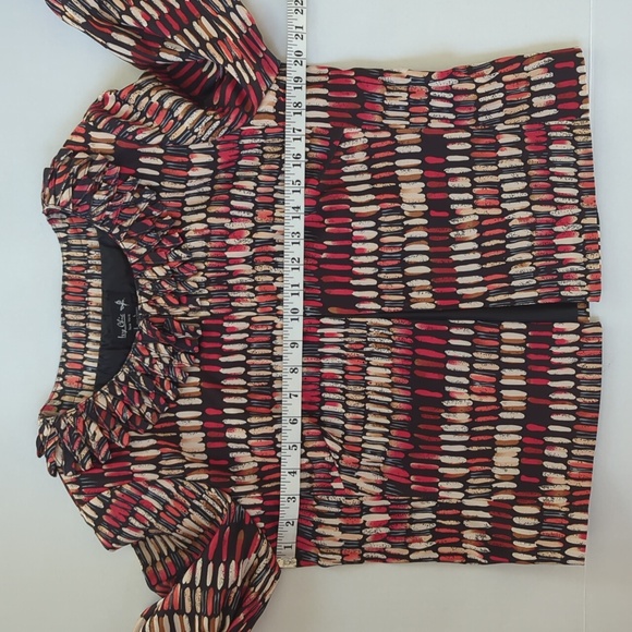 Ivy Chic NY Double Loop Layer Neckline Cropped Lined Blazer LARGE Black Red - Picture 14 of 16